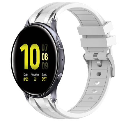 For Samsung Galaxy Watch Active 2 20mm Quick Release Silver Buckle Royal Silicone Watch Band(White) by bashfashion