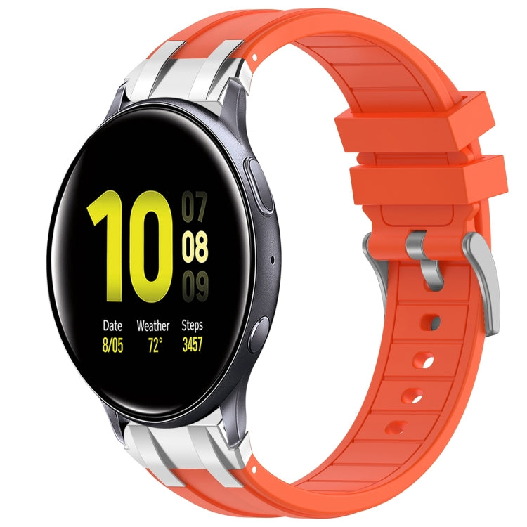 For Samsung Galaxy Watch Active 2 20mm Quick Release Silver Buckle Royal Silicone Watch Band(Orange) by bashfashion