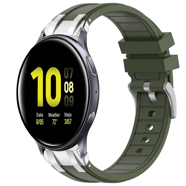 For Samsung Galaxy Watch Active 2 20mm Quick Release Silver Buckle Royal Silicone Watch Band(Olive Green) by bashfashion