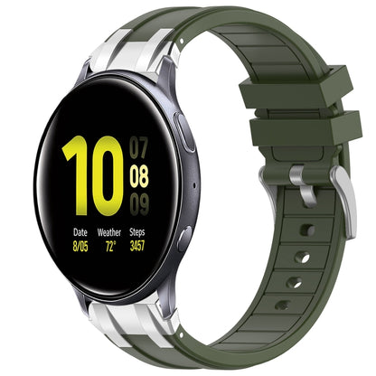 For Samsung Galaxy Watch Active 2 20mm Quick Release Silver Buckle Royal Silicone Watch Band(Olive Green) by bashfashion