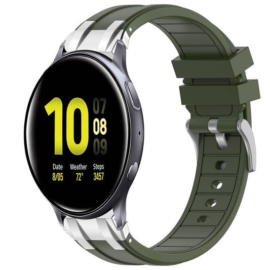 For Samsung Galaxy Watch Active 2 20mm Quick Release Silver Buckle Royal Silicone Watch Band(Olive Green) by bashfashion