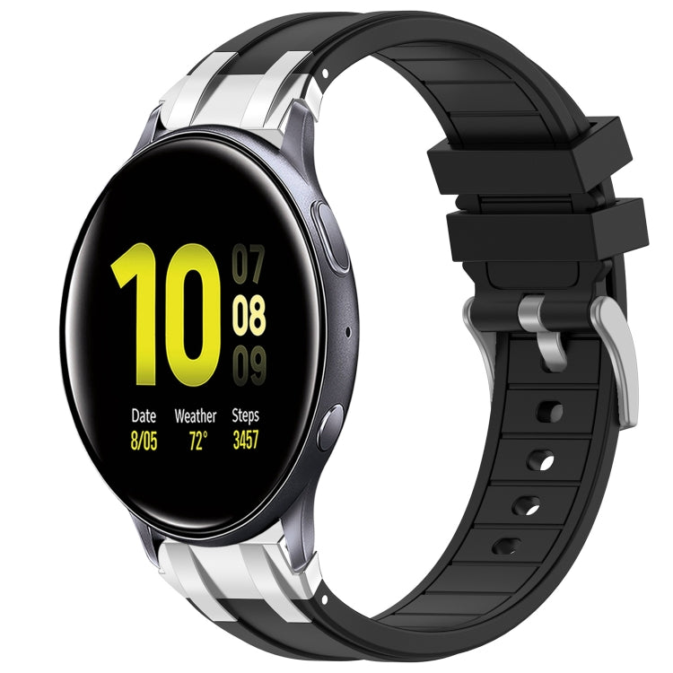 For Samsung Galaxy Watch Active 2 20mm Quick Release Silver Buckle Royal Silicone Watch Band(Black) by bashfashion