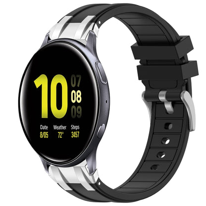 For Samsung Galaxy Watch Active 2 20mm Quick Release Silver Buckle Royal Silicone Watch Band(Black) by bashfashion