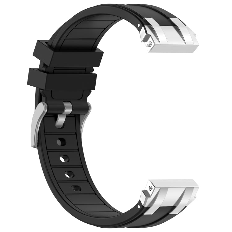 For Samsung Galaxy Watch Active 2 20mm Quick Release Silver Buckle Royal Silicone Watch Band(Black) by bashfashion