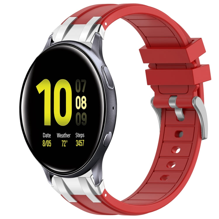 For Samsung Galaxy Watch Active 2 20mm Quick Release Silver Buckle Royal Silicone Watch Band(Red) by bashfashion
