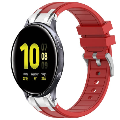 For Samsung Galaxy Watch Active 2 20mm Quick Release Silver Buckle Royal Silicone Watch Band(Red) by bashfashion