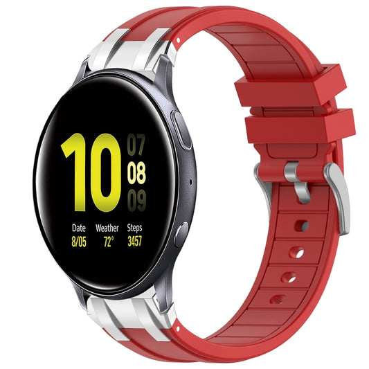For Samsung Galaxy Watch Active 2 20mm Quick Release Silver Buckle Royal Silicone Watch Band(Red) by bashfashion