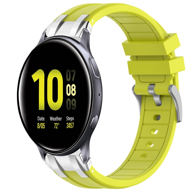 For Samsung Galaxy Watch Active 2 20mm Quick Release Silver Buckle Royal Silicone Watch Band(Vital Yellow) by bashfashion