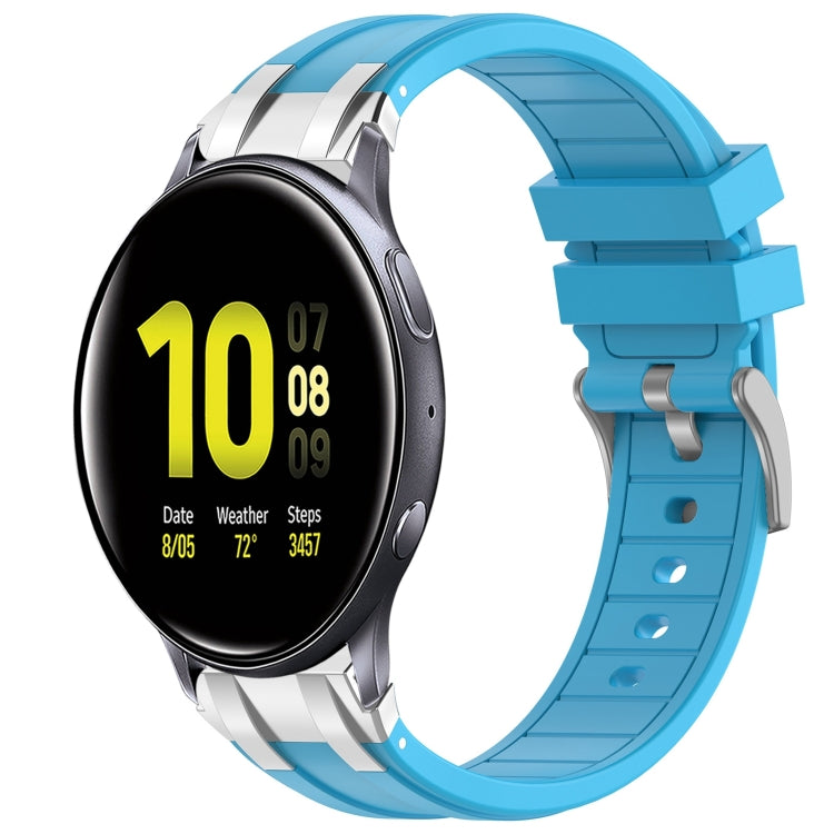 For Samsung Galaxy Watch Active 2 20mm Quick Release Silver Buckle Royal Silicone Watch Band(Sky Blue) by bashfashion