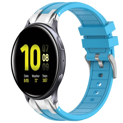For Samsung Galaxy Watch Active 2 20mm Quick Release Silver Buckle Royal Silicone Watch Band(Sky Blue) by bashfashion