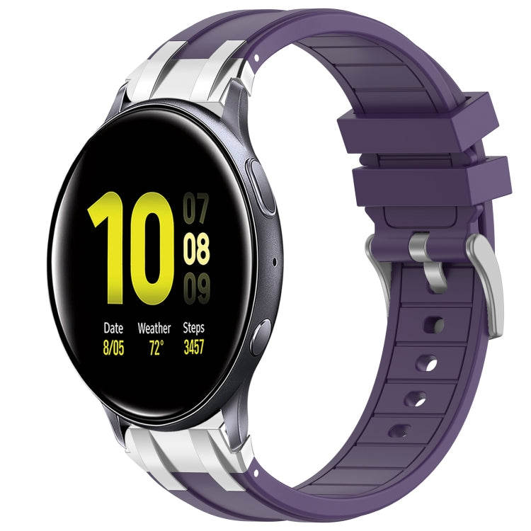 For Samsung Galaxy Watch Active 2 20mm Quick Release Silver Buckle Royal Silicone Watch Band(Purple) by bashfashion