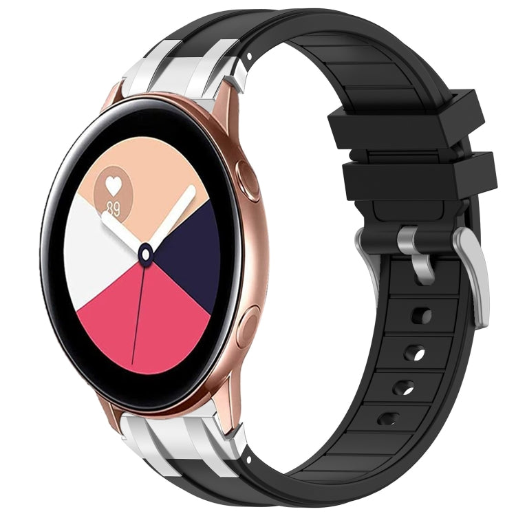 For Samsung Galaxy Watch Active 20mm Quick Release Silver Buckle Royal Silicone Watch Band(Black) by bashfashion