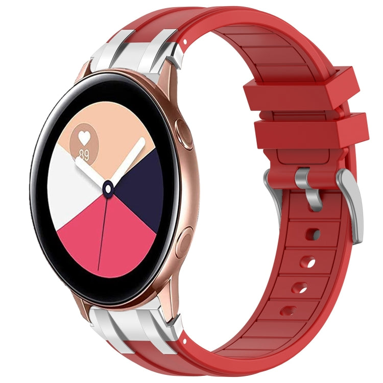 For Samsung Galaxy Watch Active 20mm Quick Release Silver Buckle Royal Silicone Watch Band(Red) by bashfashion
