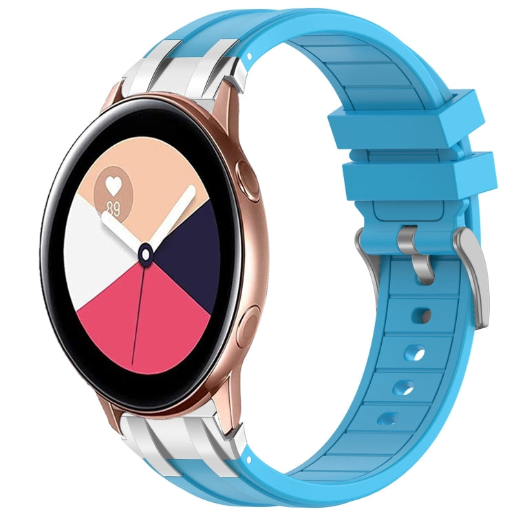 For Samsung Galaxy Watch Active 20mm Quick Release Silver Buckle Royal Silicone Watch Band(Sky Blue) by bashfashion