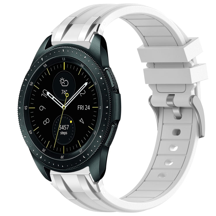 For Samsung Galaxy Watch 42mm 20mm Quick Release Silver Buckle Royal Silicone Watch Band(White) by bashfashion