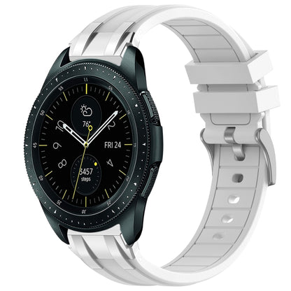 For Samsung Galaxy Watch 42mm 20mm Quick Release Silver Buckle Royal Silicone Watch Band(White) by bashfashion