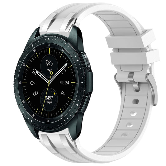 For Samsung Galaxy Watch 42mm 20mm Quick Release Silver Buckle Royal Silicone Watch Band(White) by bashfashion