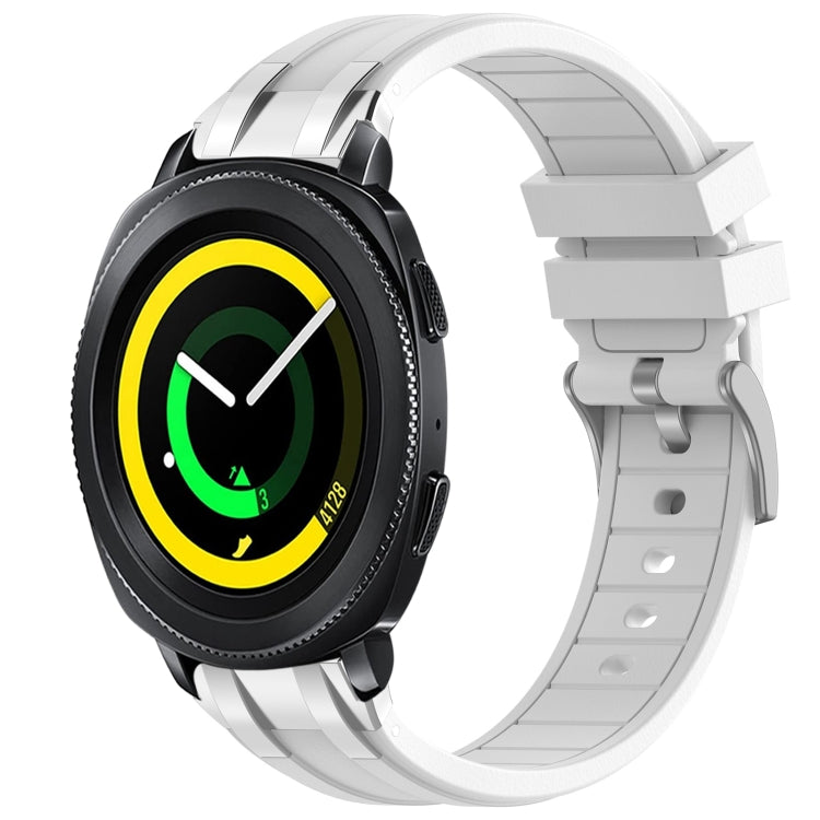 For Samsung Gear Sport 20mm Quick Release Silver Buckle Royal Silicone Watch Band(White) by bashfashion
