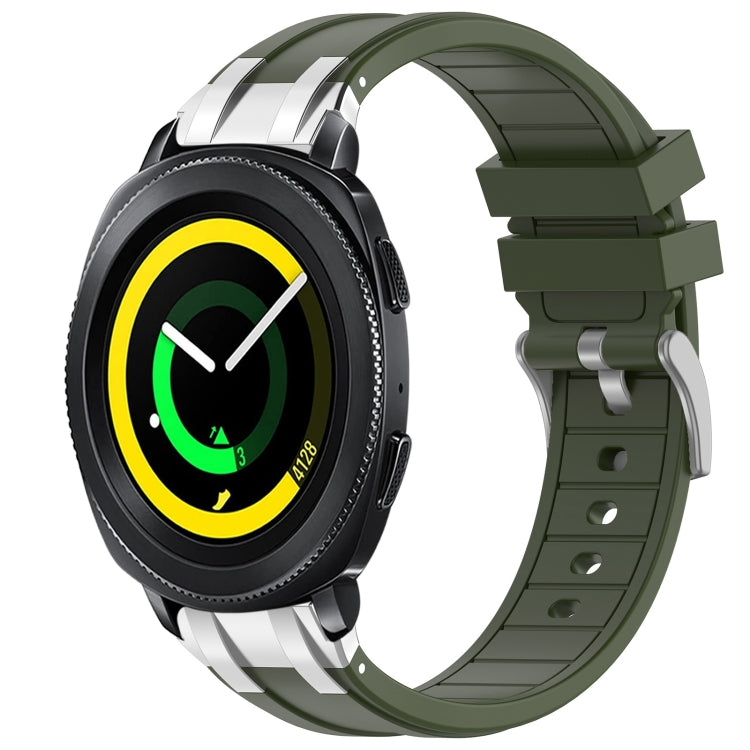 For Samsung Gear Sport 20mm Quick Release Silver Buckle Royal Silicone Watch Band(Olive Green) by bashfashion
