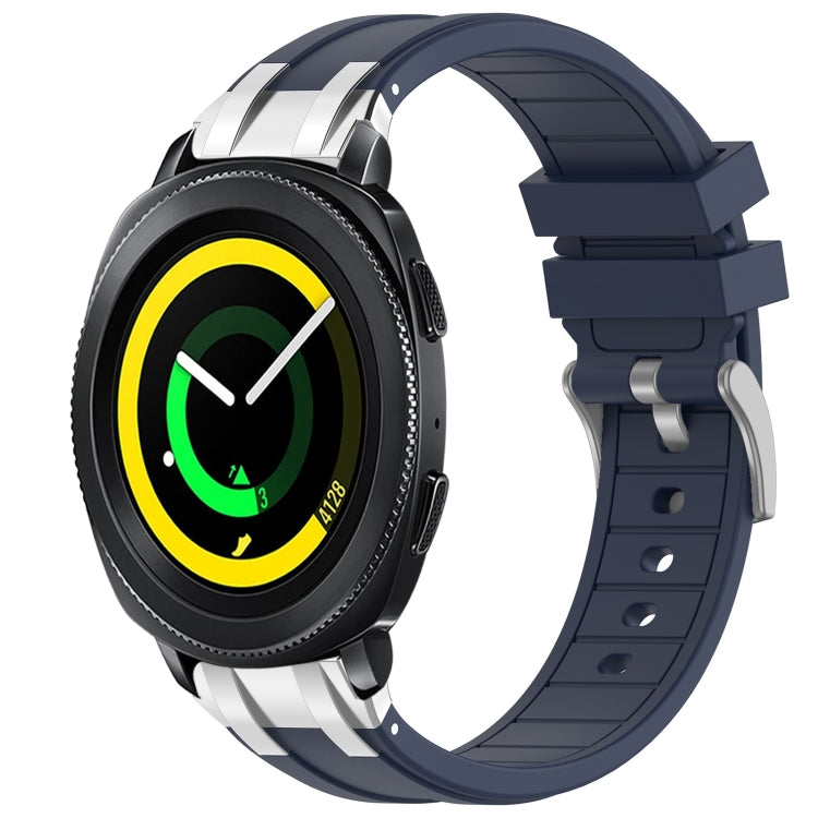 For Samsung Gear Sport 20mm Quick Release Silver Buckle Royal Silicone Watch Band(Navy Blue) by bashfashion