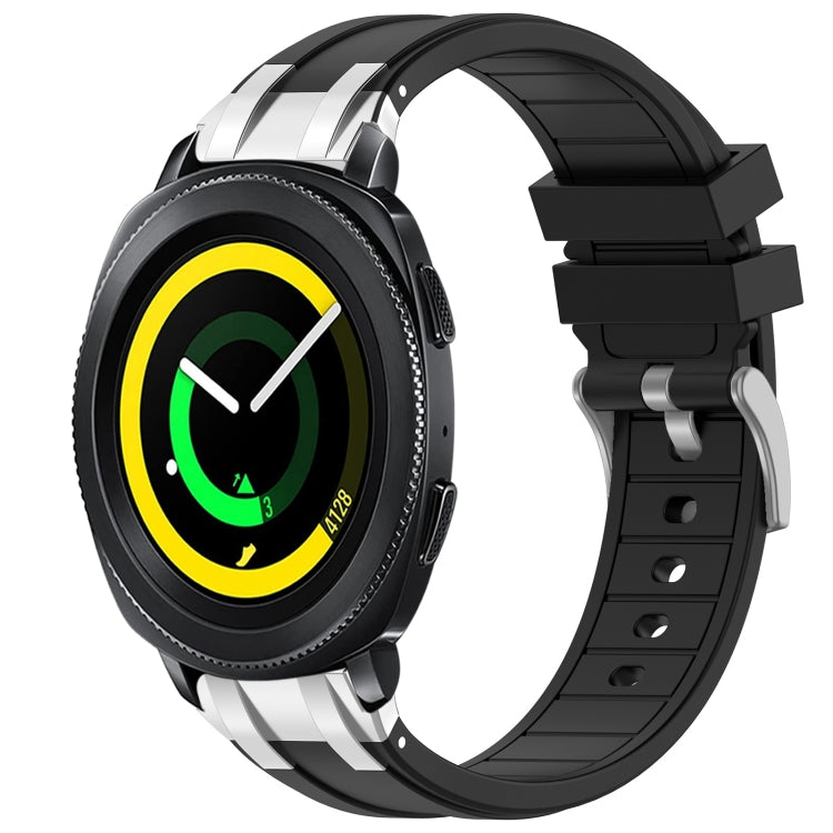 For Samsung Gear Sport 20mm Quick Release Silver Buckle Royal Silicone Watch Band(Black) by bashfashion