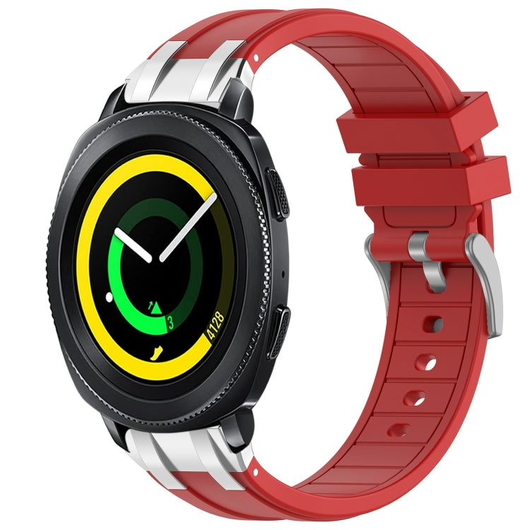 For Samsung Gear Sport 20mm Quick Release Silver Buckle Royal Silicone Watch Band(Red) by bashfashion
