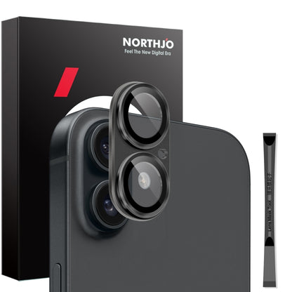 For iPhone 16 / 16 Plus NORTHJO Matte Camera Lens Protector Tempered Glass Rear Lens Film(Black) by NORTHJO