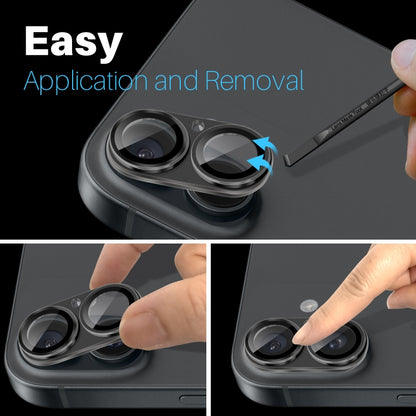 For iPhone 16 / 16 Plus NORTHJO Matte Camera Lens Protector Tempered Glass Rear Lens Film(Black) by NORTHJO