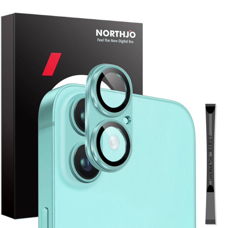 For iPhone 16 / 16 Plus NORTHJO Matte Camera Lens Protector Tempered Glass Rear Lens Film(Cyan) by NORTHJO