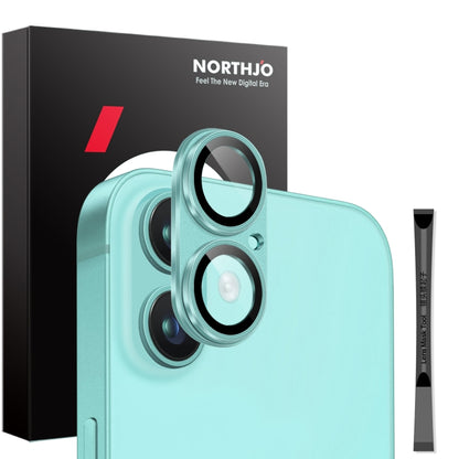 For iPhone 16 / 16 Plus NORTHJO Matte Camera Lens Protector Tempered Glass Rear Lens Film(Cyan) by NORTHJO