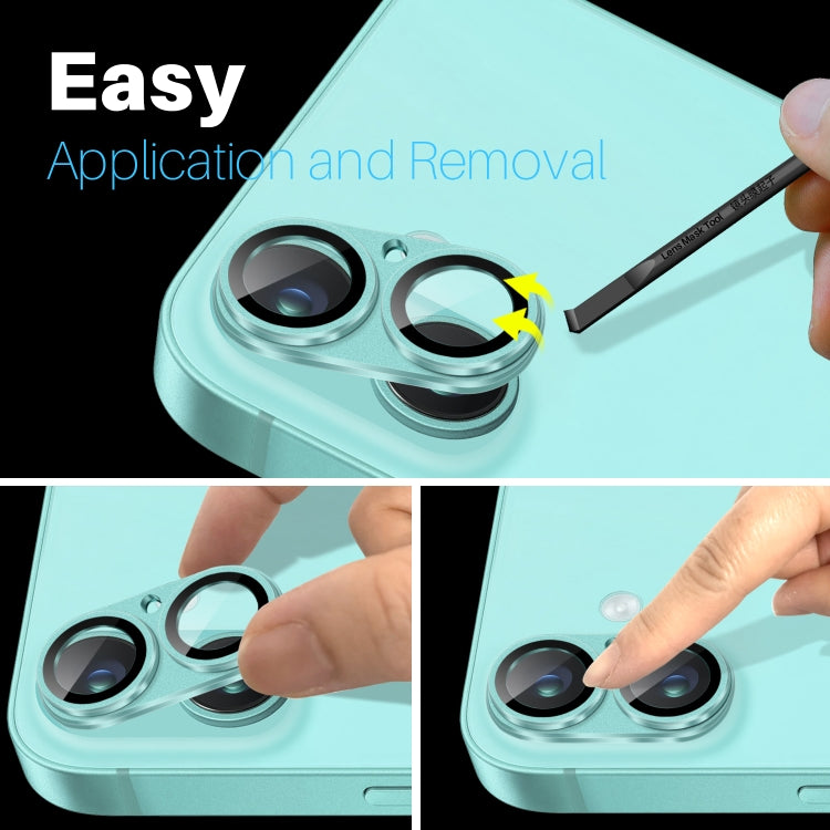 For iPhone 16 / 16 Plus NORTHJO Matte Camera Lens Protector Tempered Glass Rear Lens Film(Cyan) by NORTHJO