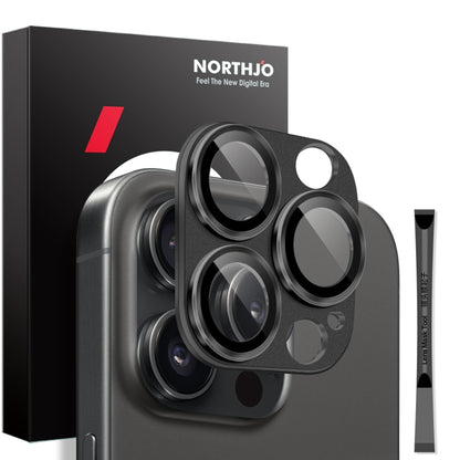 For iPhone 16 Pro / 16 Pro Max NORTHJO Matte Camera Lens Protector Tempered Glass Rear Lens Film(Black) by NORTHJO