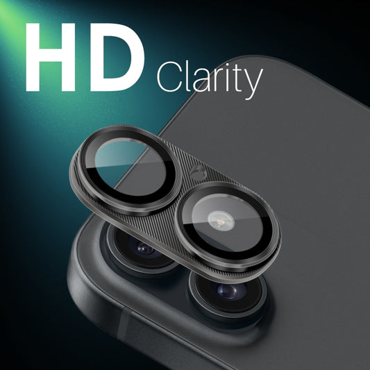 For iPhone 16 / 16 Plus NORTHJO CD Vein Camera Lens Protector Tempered Glass Rear Lens Film(Black) by NORTHJO