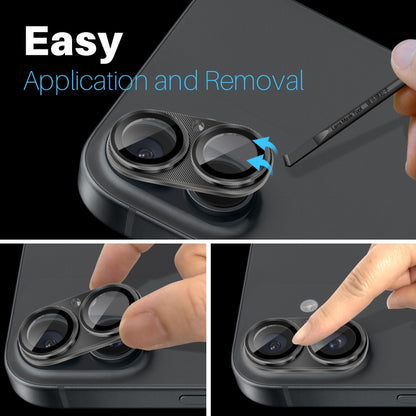 For iPhone 16 / 16 Plus NORTHJO CD Vein Camera Lens Protector Tempered Glass Rear Lens Film(Black) by NORTHJO