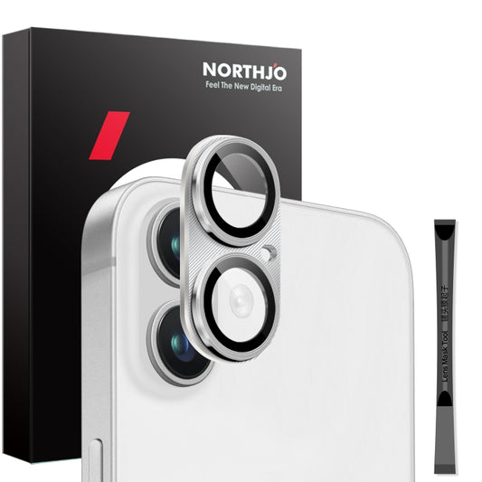 For iPhone 16 / 16 Plus NORTHJO CD Vein Camera Lens Protector Tempered Glass Rear Lens Film(Silver) by NORTHJO