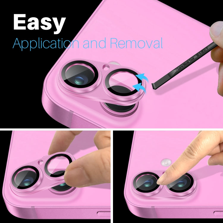 For iPhone 16 / 16 Plus NORTHJO CD Vein Camera Lens Protector Tempered Glass Rear Lens Film(Rose) by NORTHJO