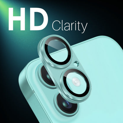 For iPhone 16 / 16 Plus NORTHJO CD Vein Camera Lens Protector Tempered Glass Rear Lens Film(Cyan) by NORTHJO