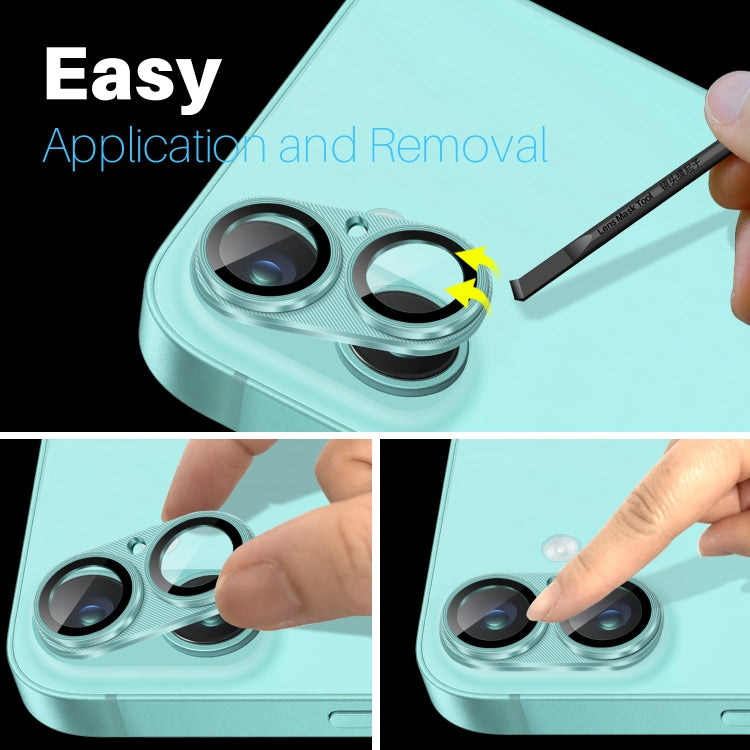 For iPhone 16 / 16 Plus NORTHJO CD Vein Camera Lens Protector Tempered Glass Rear Lens Film(Cyan) by NORTHJO