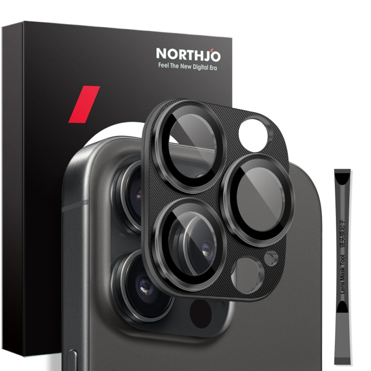 For iPhone 16 Pro / 16 Pro Max NORTHJO CD Vein Camera Lens Protector Tempered Glass Rear Lens Film(Black) by NORTHJO