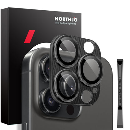 For iPhone 16 Pro / 16 Pro Max NORTHJO CD Vein Camera Lens Protector Tempered Glass Rear Lens Film(Black) by NORTHJO