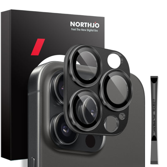 For iPhone 16 Pro / 16 Pro Max NORTHJO CD Vein Camera Lens Protector Tempered Glass Rear Lens Film(Black) by NORTHJO