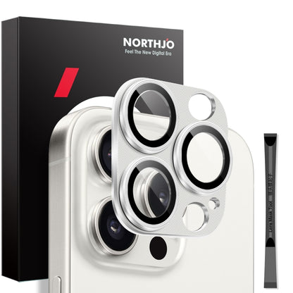 For iPhone 16 Pro / 16 Pro Max NORTHJO CD Vein Camera Lens Protector Tempered Glass Rear Lens Film(Silver) by NORTHJO