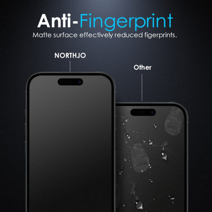 For iPhone 16 Plus NORTHJO Matte Silkscreen Anti-Fingerprint Tempered Glass Film by NORTHJO