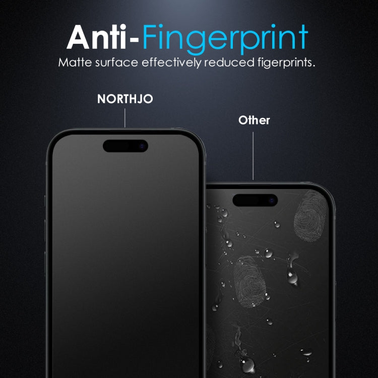 For iPhone 15 Pro NORTHJO Matte Silkscreen Anti-Fingerprint Tempered Glass Film by NORTHJO