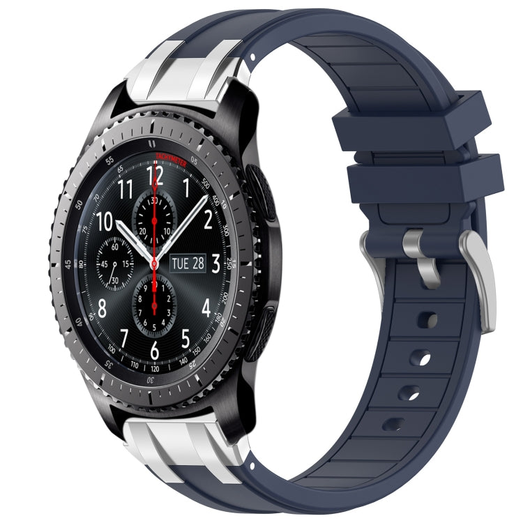 For Samsung Galaxy Gear S3 Frontier 22mm Quick Release Silver Buckle Royal Silicone Watch Band(Navy Blue) by bashfashion