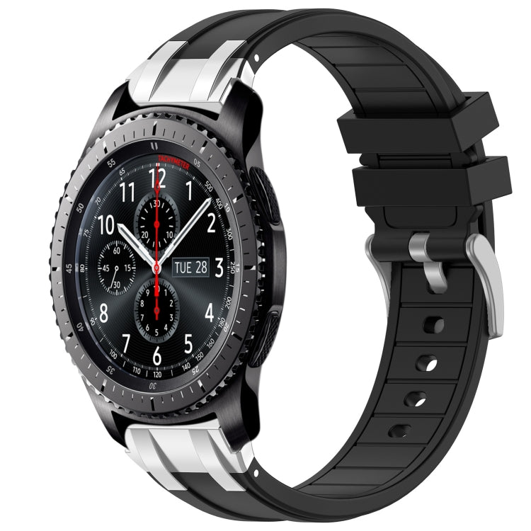 For Samsung Galaxy Gear S3 Frontier 22mm Quick Release Silver Buckle Royal Silicone Watch Band(Black) by bashfashion