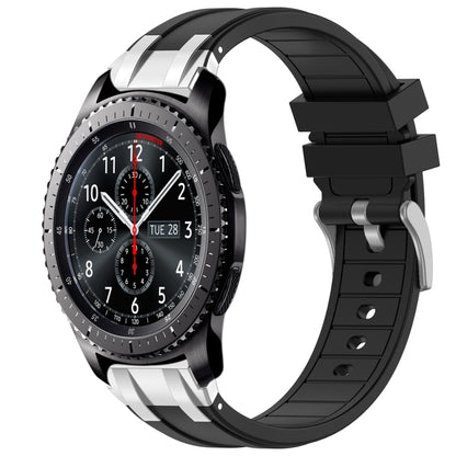 For Samsung Galaxy Gear S3 Frontier 22mm Quick Release Silver Buckle Royal Silicone Watch Band(Black) by bashfashion