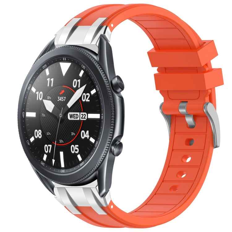 For Samsung Galaxy Watch 3 45mm 22mm Quick Release Silver Buckle Royal Silicone Watch Band(Orange) by bashfashion