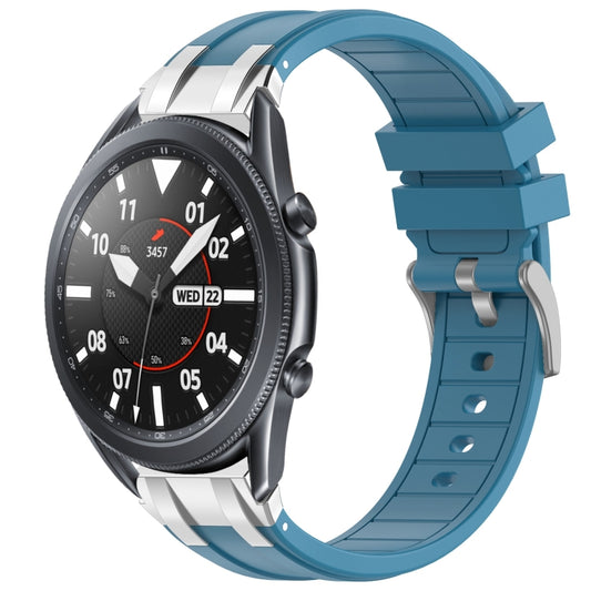 For Samsung Galaxy Watch 3 45mm 22mm Quick Release Silver Buckle Royal Silicone Watch Band(Sea Blue) by bashfashion