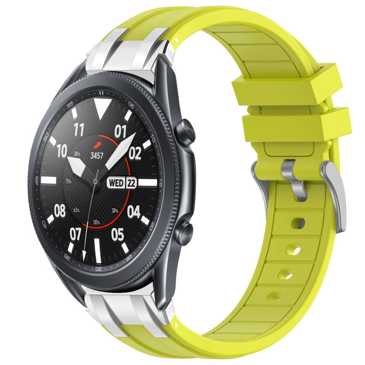 For Samsung Galaxy Watch 3 45mm 22mm Quick Release Silver Buckle Royal Silicone Watch Band(Vital Yellow) by bashfashion